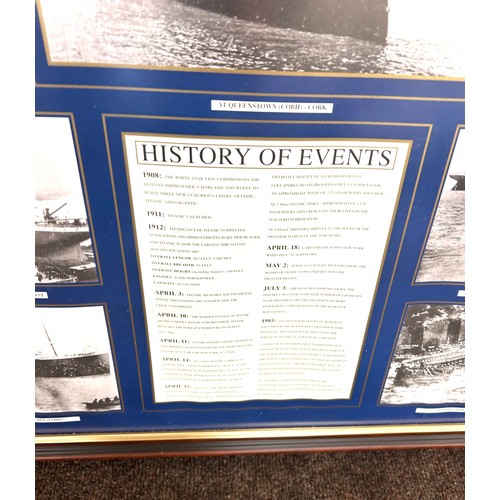 219 - Framed picture of the history events of the Titanic measures approximately 34 inches tall by 26 inch... 