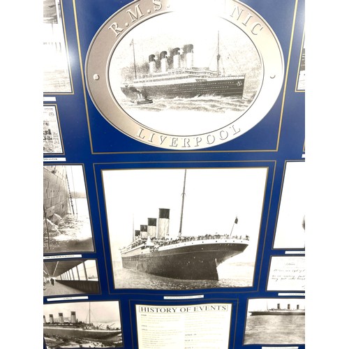 219 - Framed picture of the history events of the Titanic measures approximately 34 inches tall by 26 inch... 