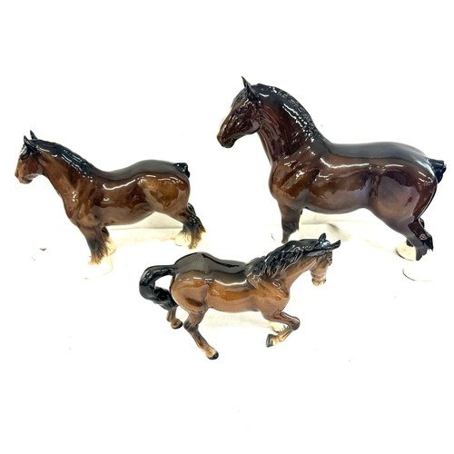 92 - Three Beswick horse figures, Overall good condition, one horse has chips to ears