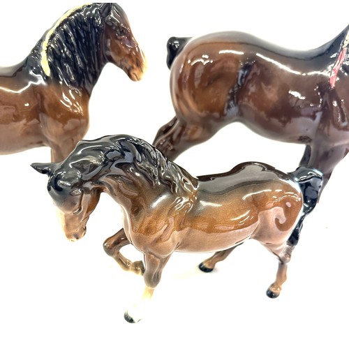 92 - Three Beswick horse figures, Overall good condition, one horse has chips to ears