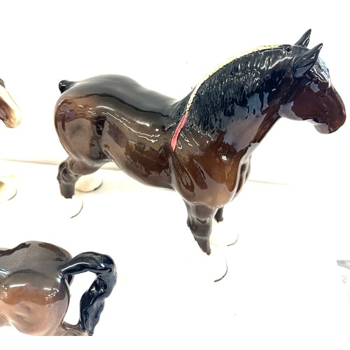 92 - Three Beswick horse figures, Overall good condition, one horse has chips to ears