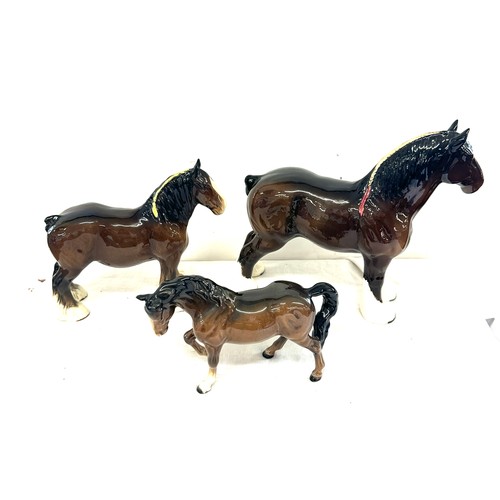 92 - Three Beswick horse figures, Overall good condition, one horse has chips to ears