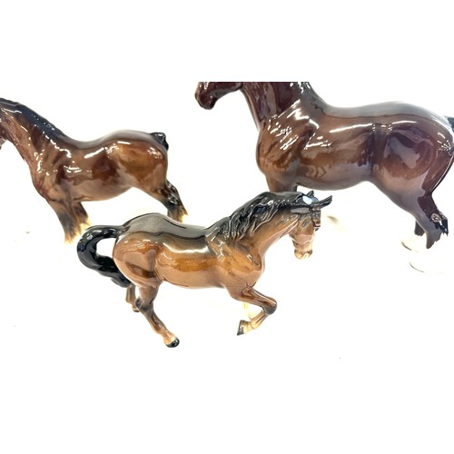 92 - Three Beswick horse figures, Overall good condition, one horse has chips to ears