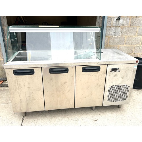 100A - Electric stainless steel fridge  / cooling counter, working order, approximate measurements: Height ... 