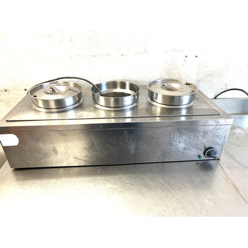 100C - Stainless steel bain marie, untested, approximate measurements: Width 33.5 inches, Depth 15.5 inches... 