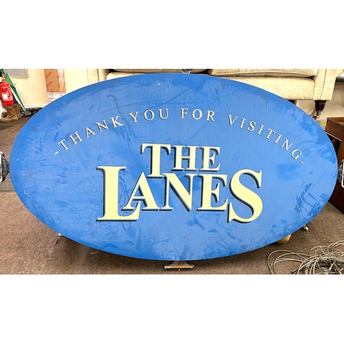 101K - Plastic Advertising Silver Street, Lanes of Leicester vintage shopping sign, Width 96 inches, Height... 