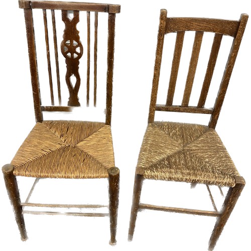 384 - Pair bedroom chairs, straw seats