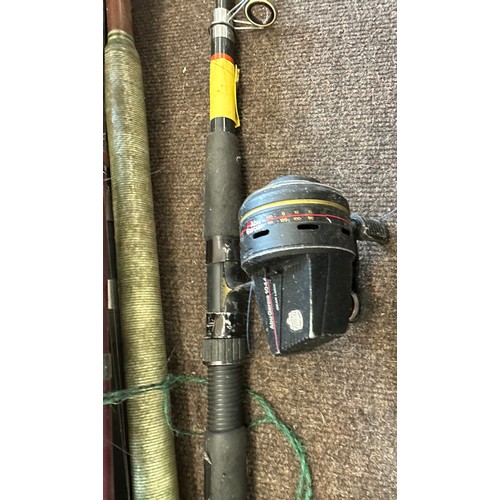 222 - Selection of fishing equipment to include sea fishing and match fishing rods and fishing tackle