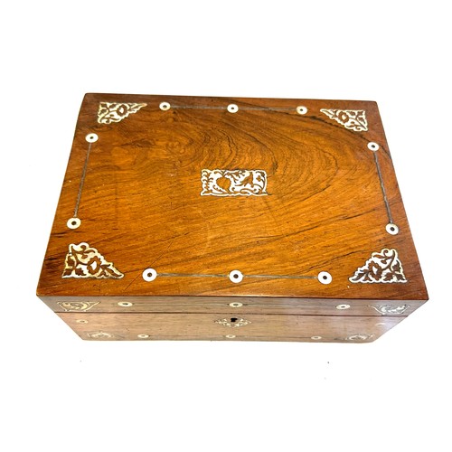 477 - Vintage inlaid sewing box and contents