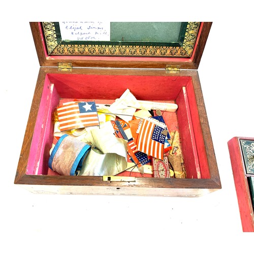 477 - Vintage inlaid sewing box and contents