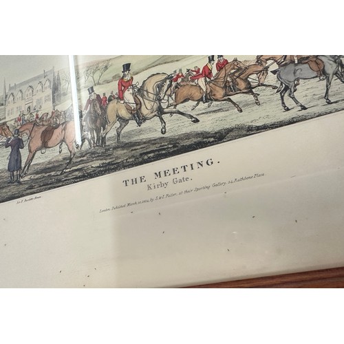 382 - Leicestershire cover hunting scene prints to include Full cry, the meeting, the death and the breaki... 