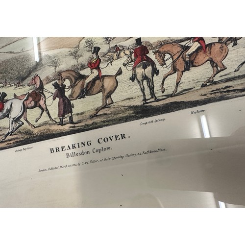 382 - Leicestershire cover hunting scene prints to include Full cry, the meeting, the death and the breaki... 