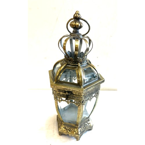 138 - Gold lantern height approx 14 inches tall