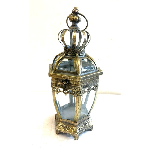 138 - Gold lantern height approx 14 inches tall