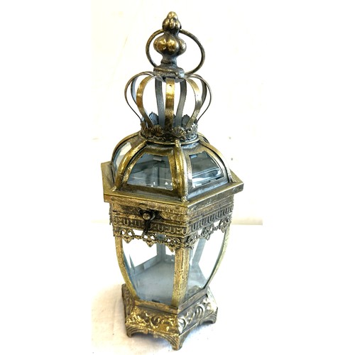 138 - Gold lantern height approx 14 inches tall