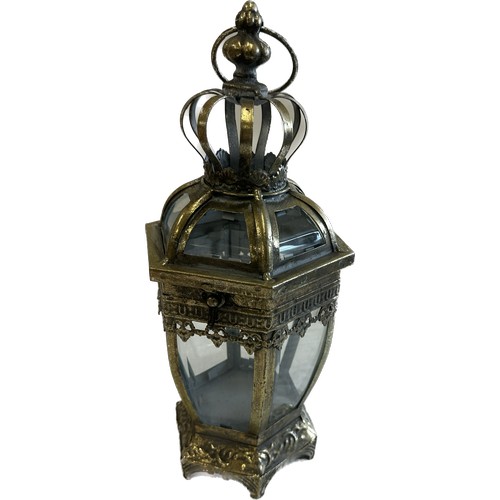 138 - Gold lantern height approx 14 inches tall