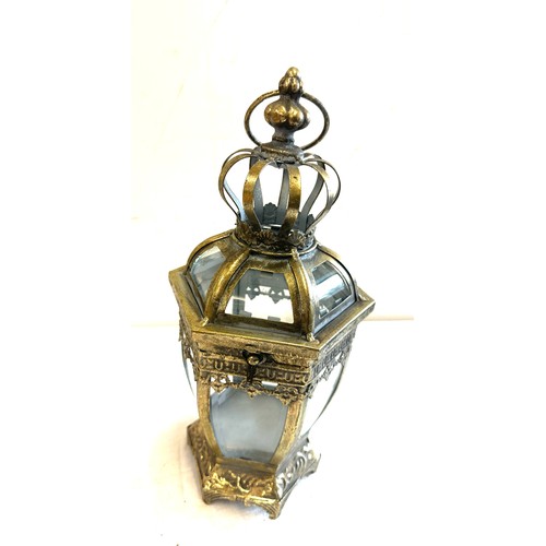 138 - Gold lantern height approx 14 inches tall