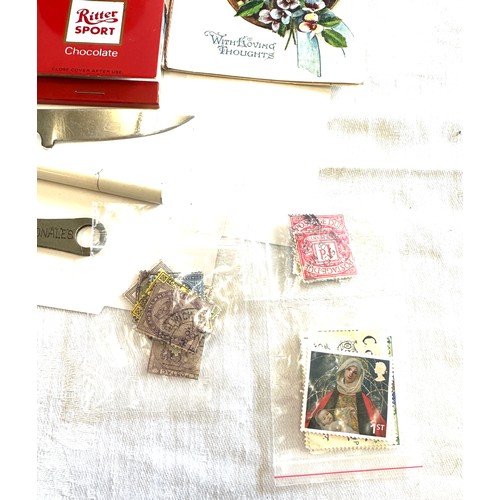 66 - Selection of collectable items includes stamps, baccy flaps etc