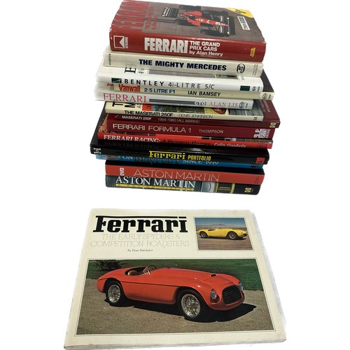 307 - Selection of motoring and motor racing books to include Ferrari- The Early Spyders, The Mighty Merce... 