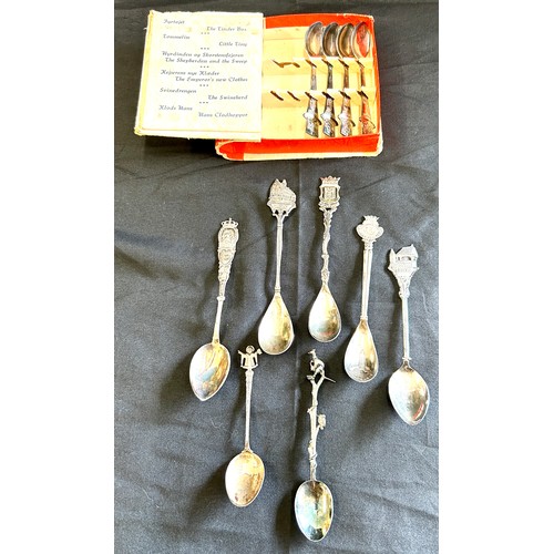 473 - 2 vintage Georg Jensen silver souvenir spoons, to include others