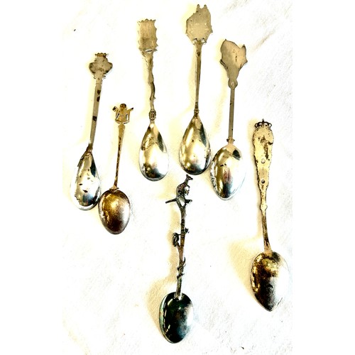 473 - 2 vintage Georg Jensen silver souvenir spoons, to include others