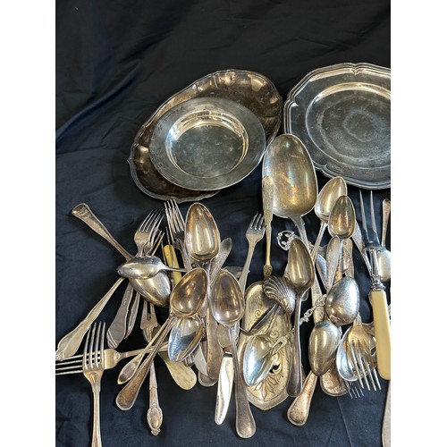 171 - Selection of Danish silver plated cutlery, trays etc