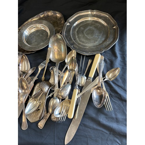 171 - Selection of Danish silver plated cutlery, trays etc