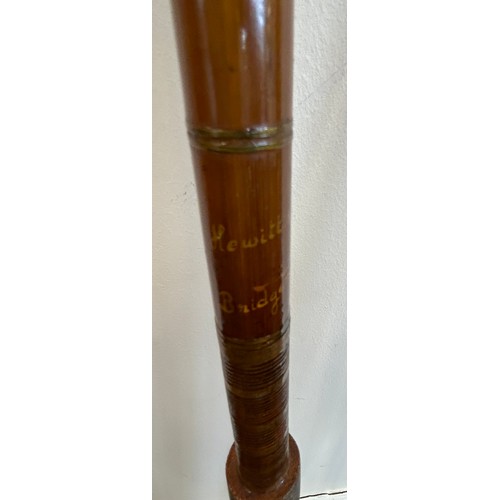 302 - Vintage cane course fishing rod, inscribed Hewitt Bridgenorth