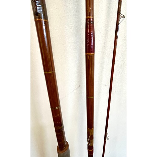 302 - Vintage cane course fishing rod, inscribed Hewitt Bridgenorth