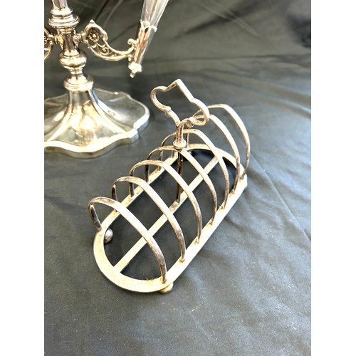 437 - Silver plated epergne and toast rack