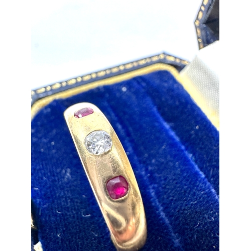 133 - 18ct gold diamond & ruby ring weight 4.8g