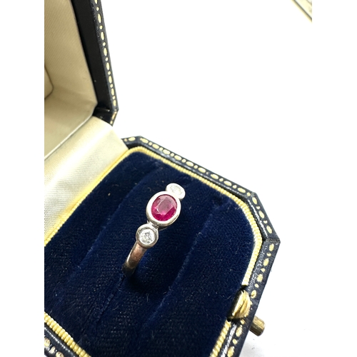 137 - 18ct white gold diamond & ruby ring weight 3.5g