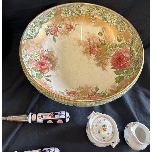 235 - Large selection of assorted pottery includes Salad bowl and salad servers etc