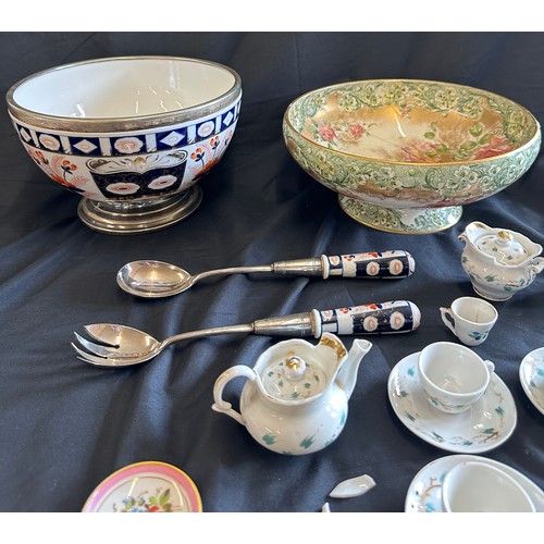 235 - Large selection of assorted pottery includes Salad bowl and salad servers etc