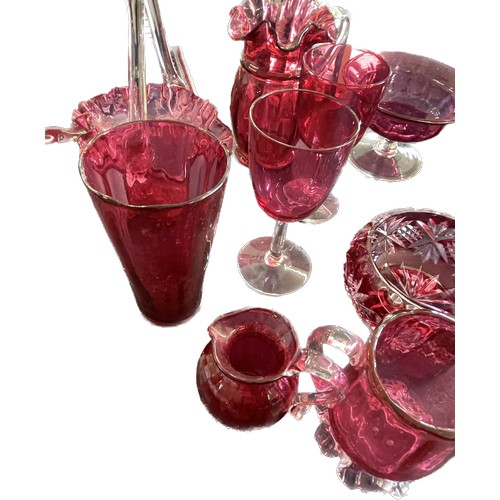 80 - 12 Pieces of cranberry glassware