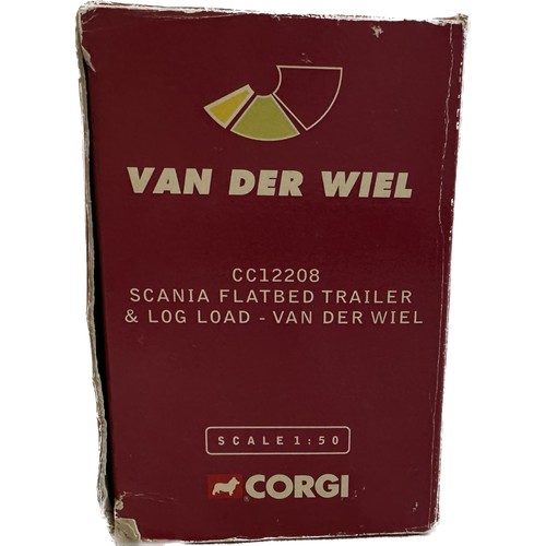 143 - Boxed Corgi van der wiel cc12208 scania flatbed trailer