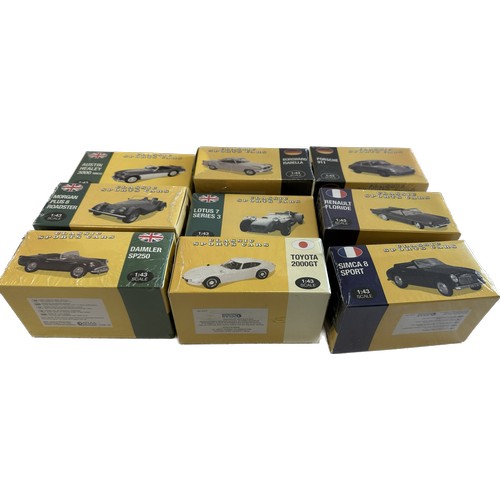 157 - Selection of boxed Atlas edition classic sport cars includes Daimler sp250, Porsche 911, toyota 2000... 