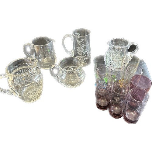 198 - Selection of cut glass jugs and drinking glasses