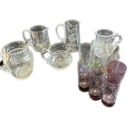 198 - Selection of cut glass jugs and drinking glasses