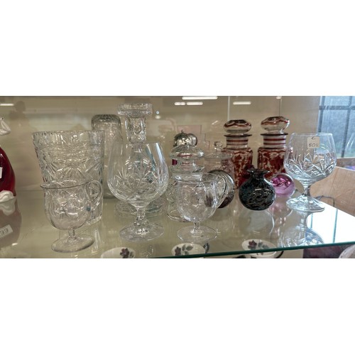 614 - Selection of cut glass includes pickle jars etc