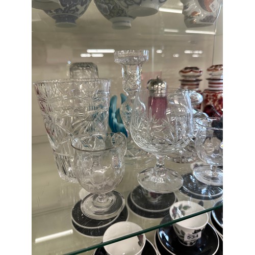 614 - Selection of cut glass includes pickle jars etc