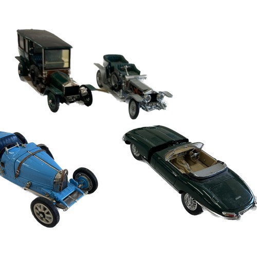 150 - Selection of six metal/ diecast vehicles includes Franklin Mint Bugatti type 35, Franklin Mint 1988 ... 