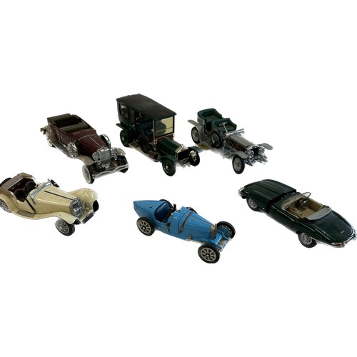 150 - Selection of six metal/ diecast vehicles includes Franklin Mint Bugatti type 35, Franklin Mint 1988 ... 