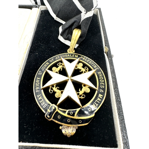 127 - Boxed silver masonic Knights of Malta great priory collar jewel