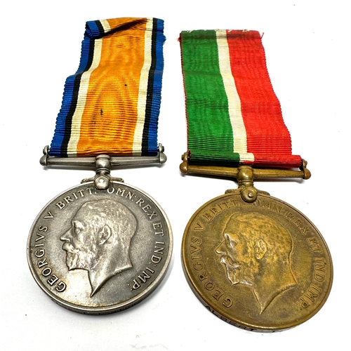 115 - ww1 mercantile  marine medal pair to albert t hicks