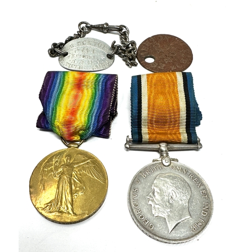 112 - ww1 medal pair & id tags to 21893 pte e.s.ashton r.a.m.c