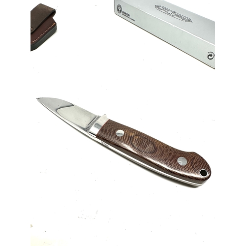 122 - Boxed tree brand boker germany knife & leather scabbard