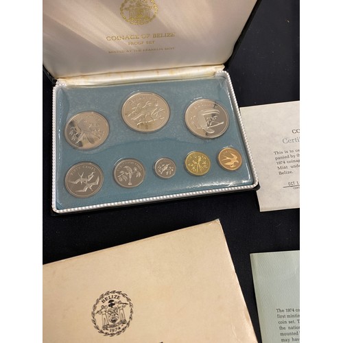 616 - Cased 1974 coinage of belize proof set with COA