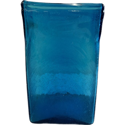 3 - Large vintage retro 1960's blue glass vase possibly Whitefriars