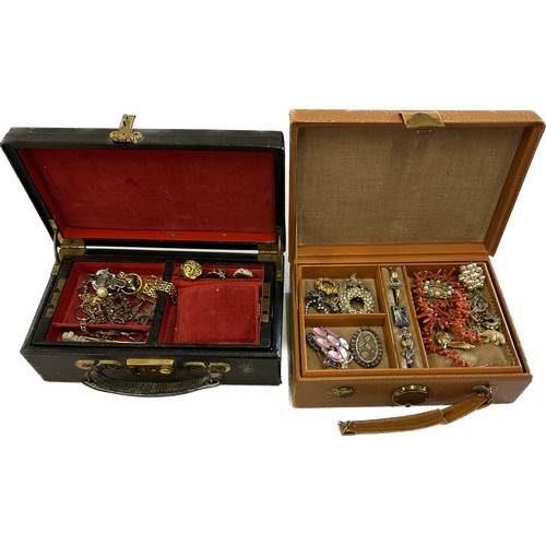 618 - 2 Jewellery boxes of vintage costume jewellery